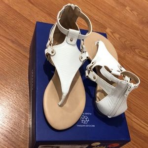 White with gold sandals